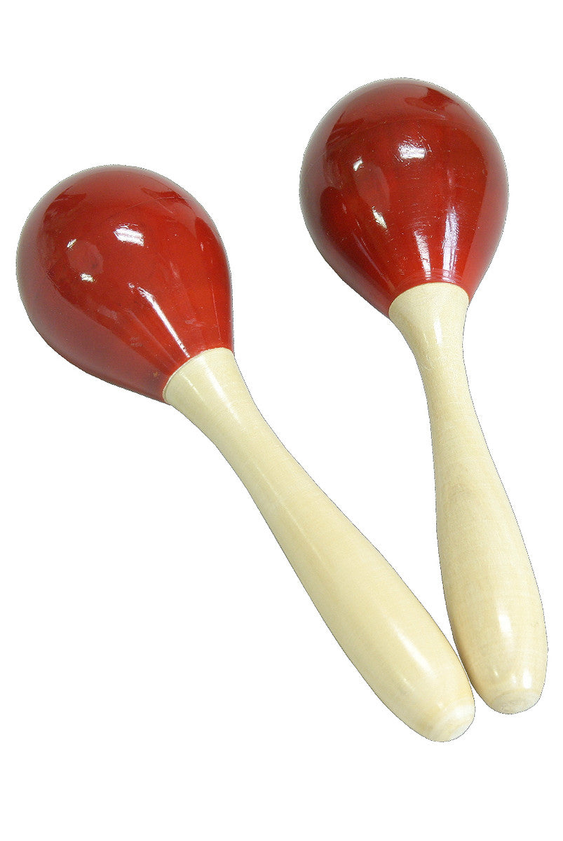 DOBANI WOODEN EGG SHAKER WITH HANDLE - PAIR - RED